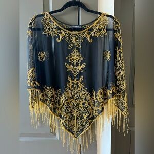 Beaded Tassel Cape Shawl Western Wear
